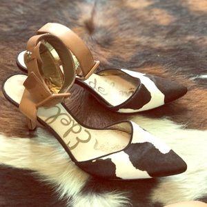 Sam Edelman Cow Print Kitten Heels